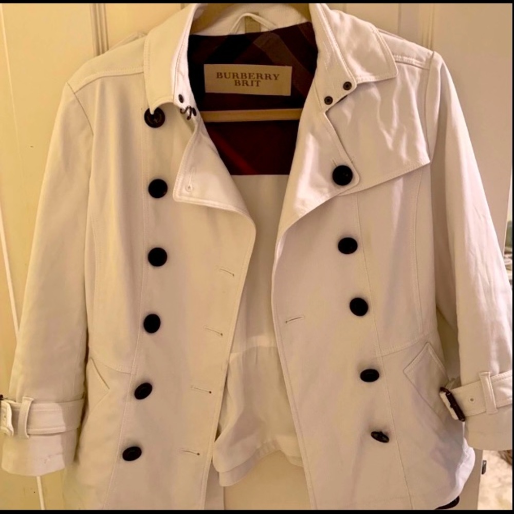 White Burberry Brit jacket